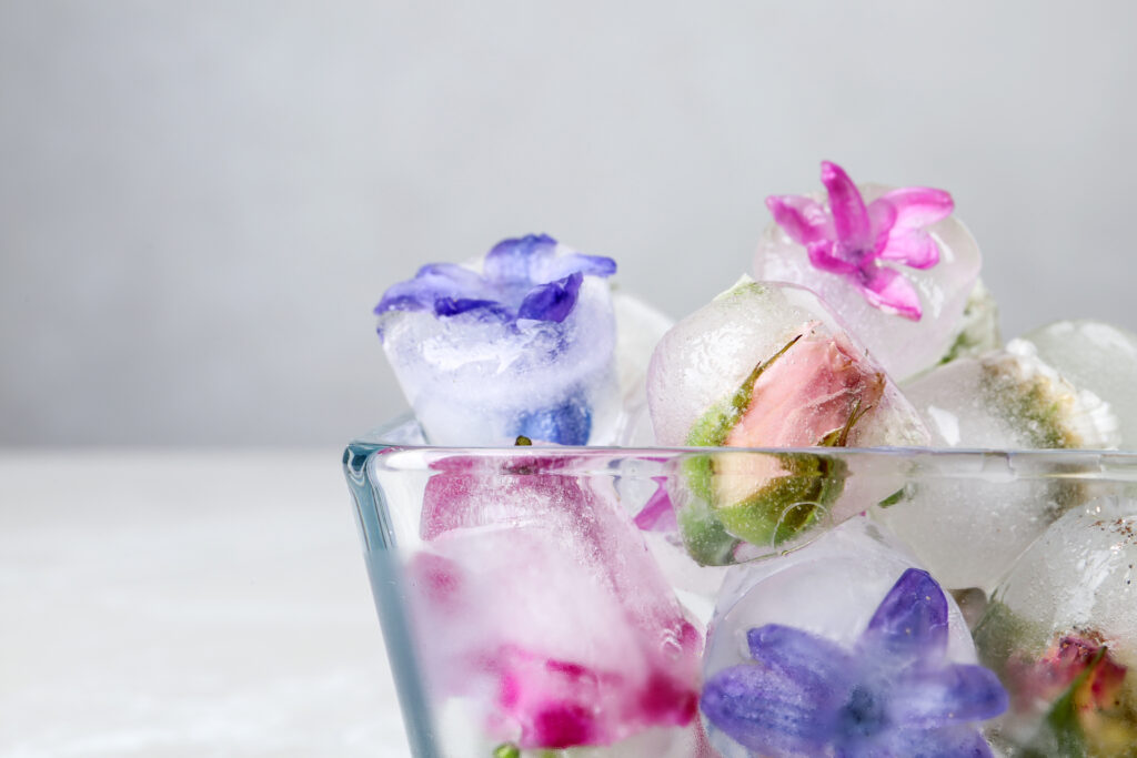 diy edible floral ice cubes